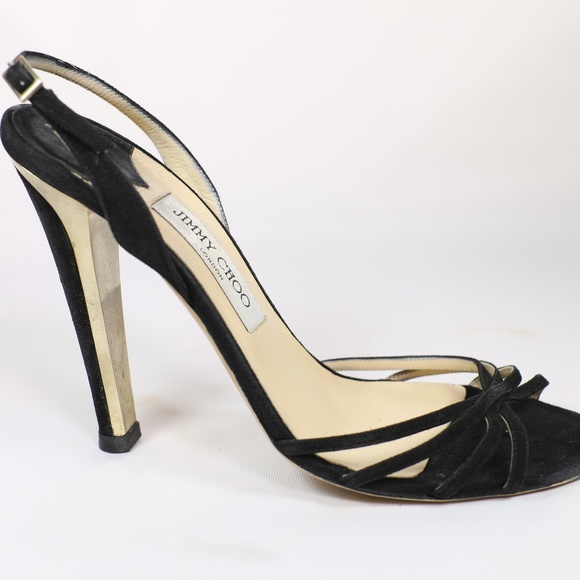 black strappy slingback heels